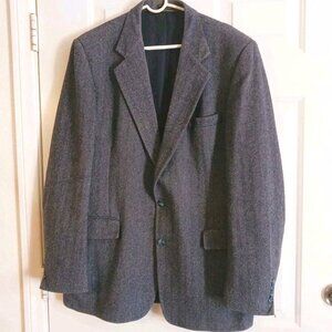 Winston Hill Tweed Sport Coat Gray Herringbone Wool Blazer 2 Button Jacket- 48